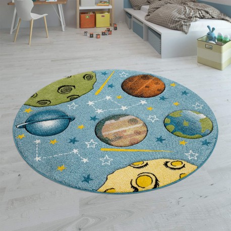 Детски кръгъл релефен килим ⌀ 200 см. Space Planets