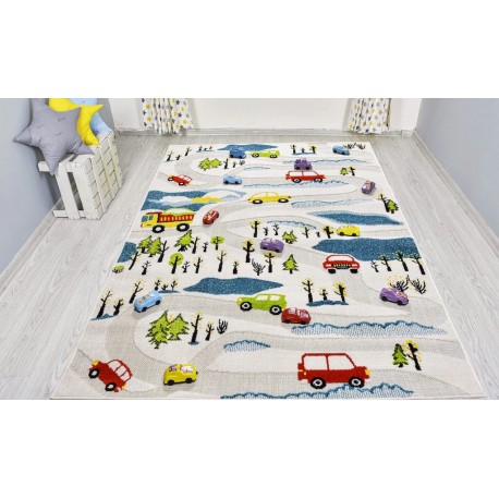 Детски релефен килим за игри 160х230 см. ROADS БЯЛ