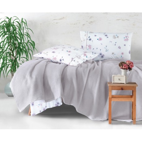 Покривка ПИКЕ , калъфки и чаршаф -METALI сив