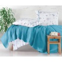 Покривка ПИКЕ , калъфки и чаршаф -METALI син