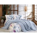 Покривка двойно пике + чаршаф и калъфки VIOLET синьо