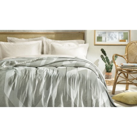 Муселинено покривало за легло, пике 230х240 см. Tierra зелено