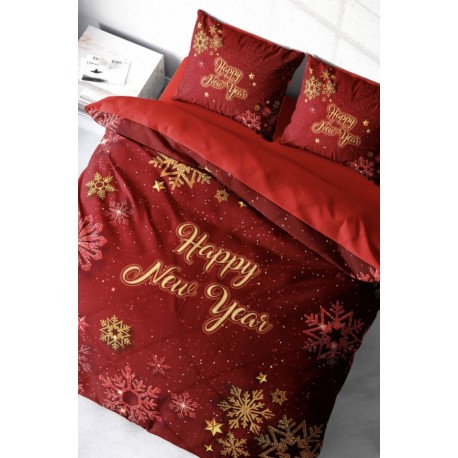 Спален комплект от памучен сатен в двоен размер - Happy New Year