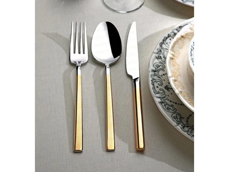 ПРИБОРИ ЗА ХРАНЕНЕ 84 части - Nehir DALYA GOLD огледални