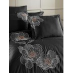 Спален комплект от луксозен сатен с бродерия CALISTA- черен
