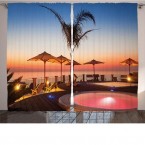 Плътни пердета комплект - НОЩ КРАЙ БАСЕЙНА