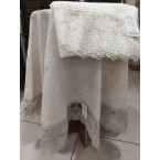 Луксозна покривка за кръгла маса ф 160 PEARL с борд от бродерия