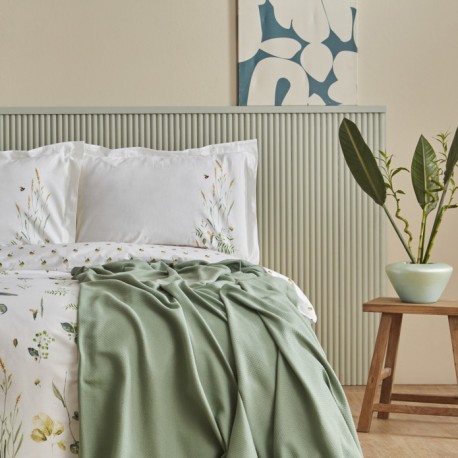 Двоен спален комплект от 100% памук Herbal + покривка за легло