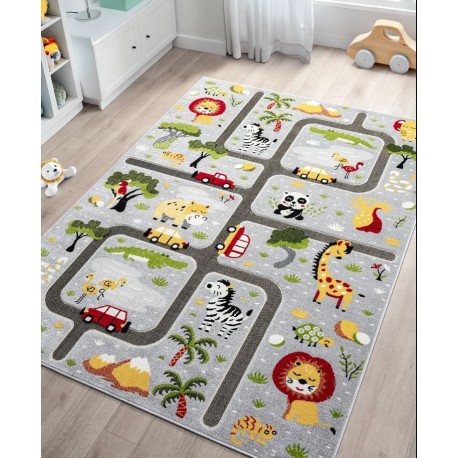 Детски релефен килим за игри 160х230 см. ДЖУНГЛА сив