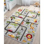 Детски релефен килим за игри 160х230 см. ДЖУНГЛА сив