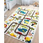 Детски релефен килим за игри 160х230 см. ДЖУНГЛА кремав