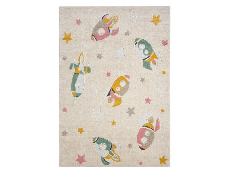 Детски килим в бежова гама РАКЕТИ 160 х 230 см.