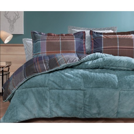 Комплект комфортна завивка и чаршафи MOSI ПЕТРОЛЕНО