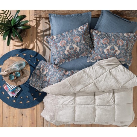 Комплект от завивка и чаршаф Madie - светло синьо и беж