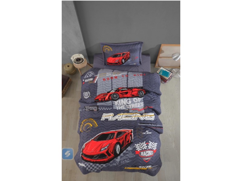 Покривка за детско легло с калъфка Racing Team