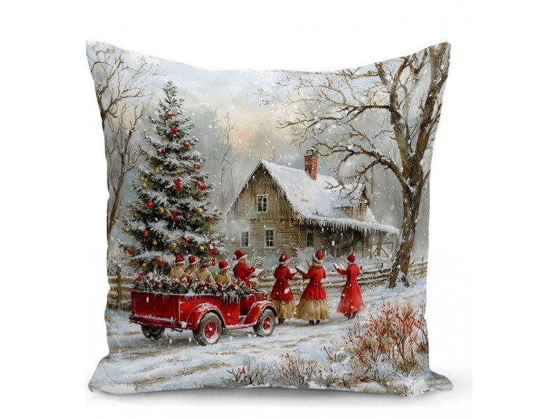 Коледни калъфки с акварелен рисунък - 2 броя - Коледна песен