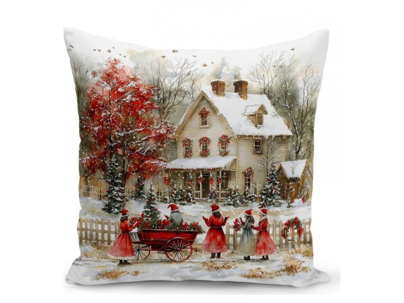 Коледни калъфки с акварелен рисунък - 2 броя - Коледна песен 1