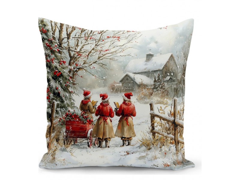 Коледни калъфки с акварелен рисунък - 2 броя - Коледна песен 2