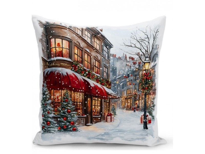 Коледни калъфки с акварелен рисунък - 4 броя - Ретро Коледа