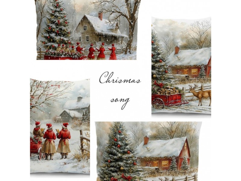 Комплект 4 броя декоративни калъфки -Chrismas song