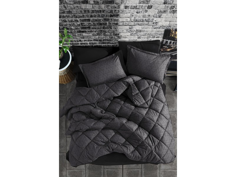 Комплект чаршафи с олекотена завивка 100% памук - черна