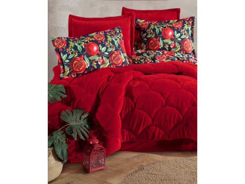 Комфортна мека завивка комплект с чаршаф и калъфки - нар