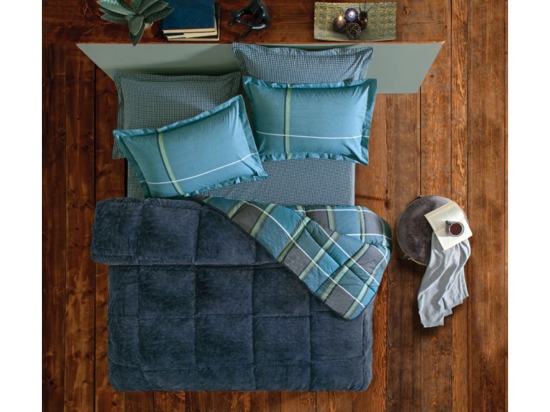 Комплект от завивка и чаршаф Leoni синьо