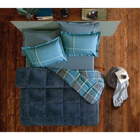 Комплект от завивка и чаршаф Leoni синьо