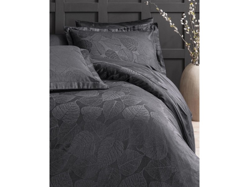 Двоен комплект от памучен сатен жакард Linden 2 черен