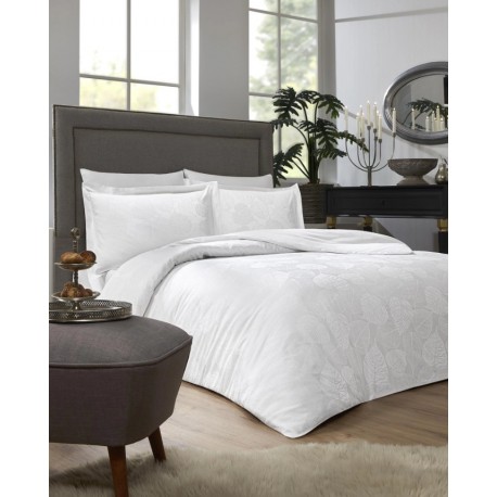 Двоен комплект от памучен сатен жакард Linden 2 бял