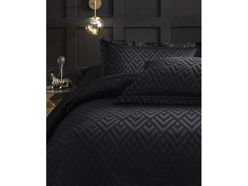 Луксозен двоен комплект от памучен сатен жакард GEOMETRIK