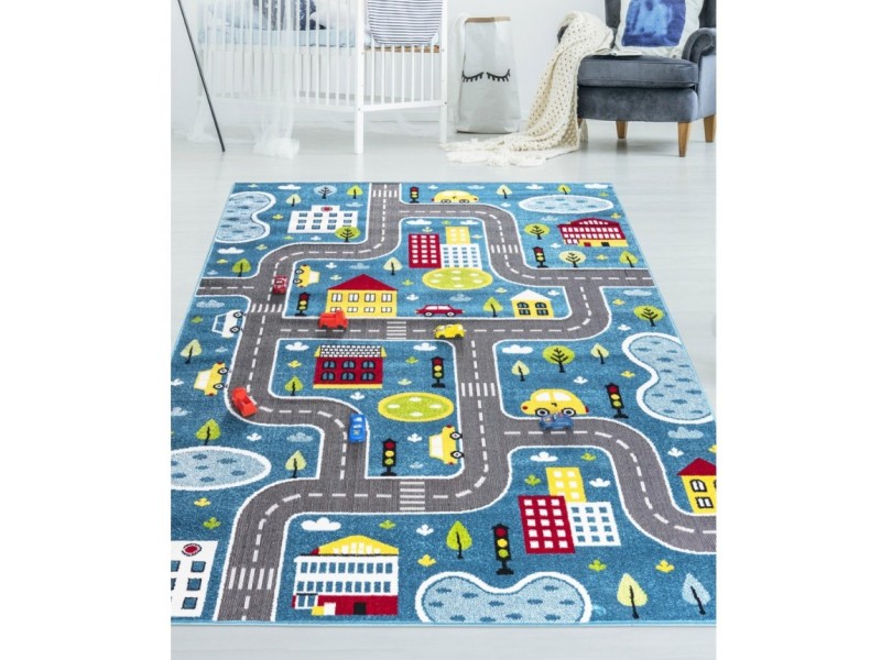 Детски килим за игри 160х230 см. ROADS син