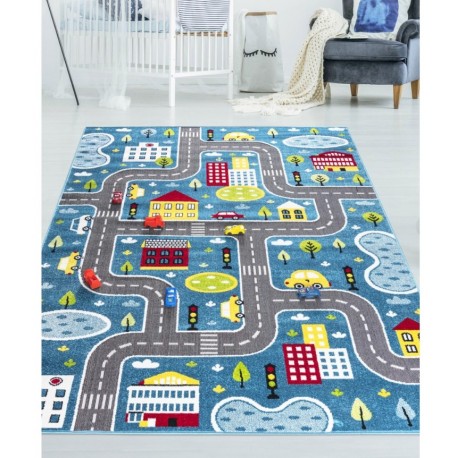 Детски килим за игри 160х230 см. ROADS син