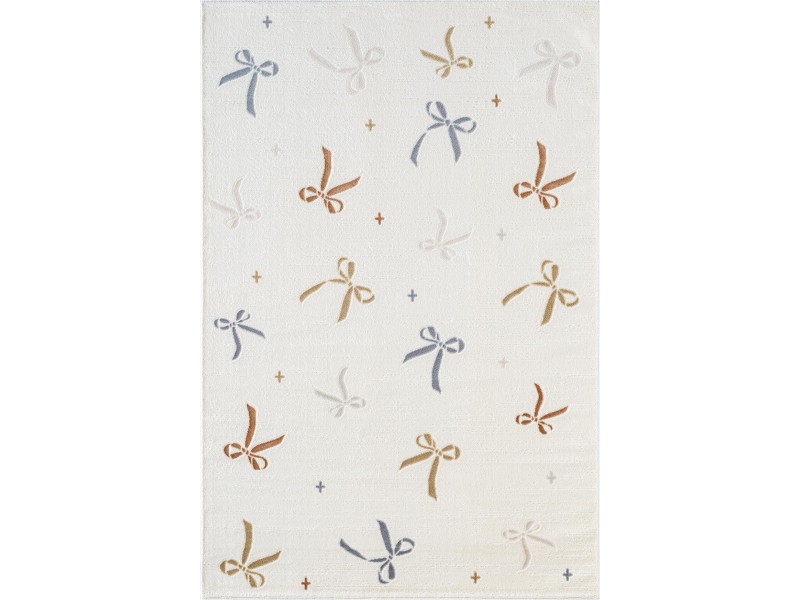 Детски килим с мотив на панделки, кремав - 160 х 230 см.