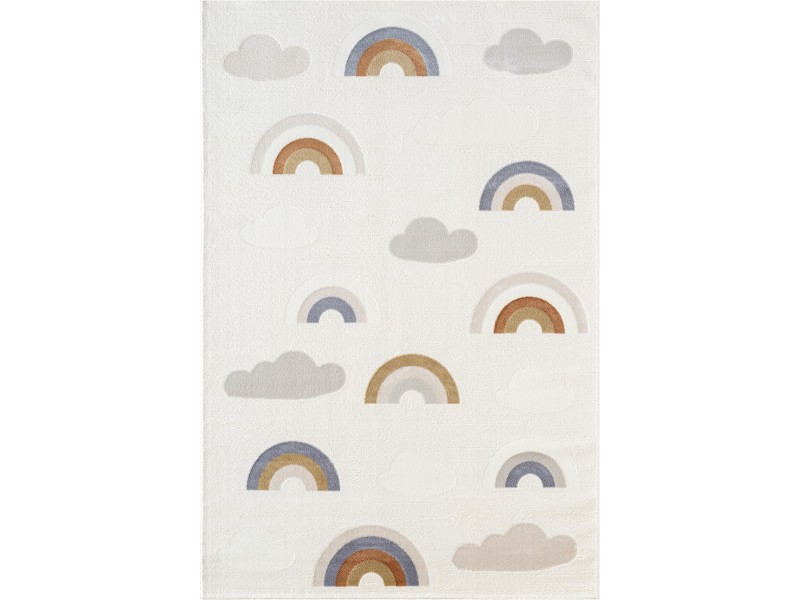 Детски килим с мотив на дъгички и облаци, кремав фон- 160 х 230 см.