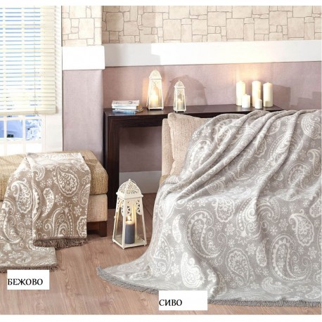 Одеяло двоен размер PAISLEY сиво или бежово